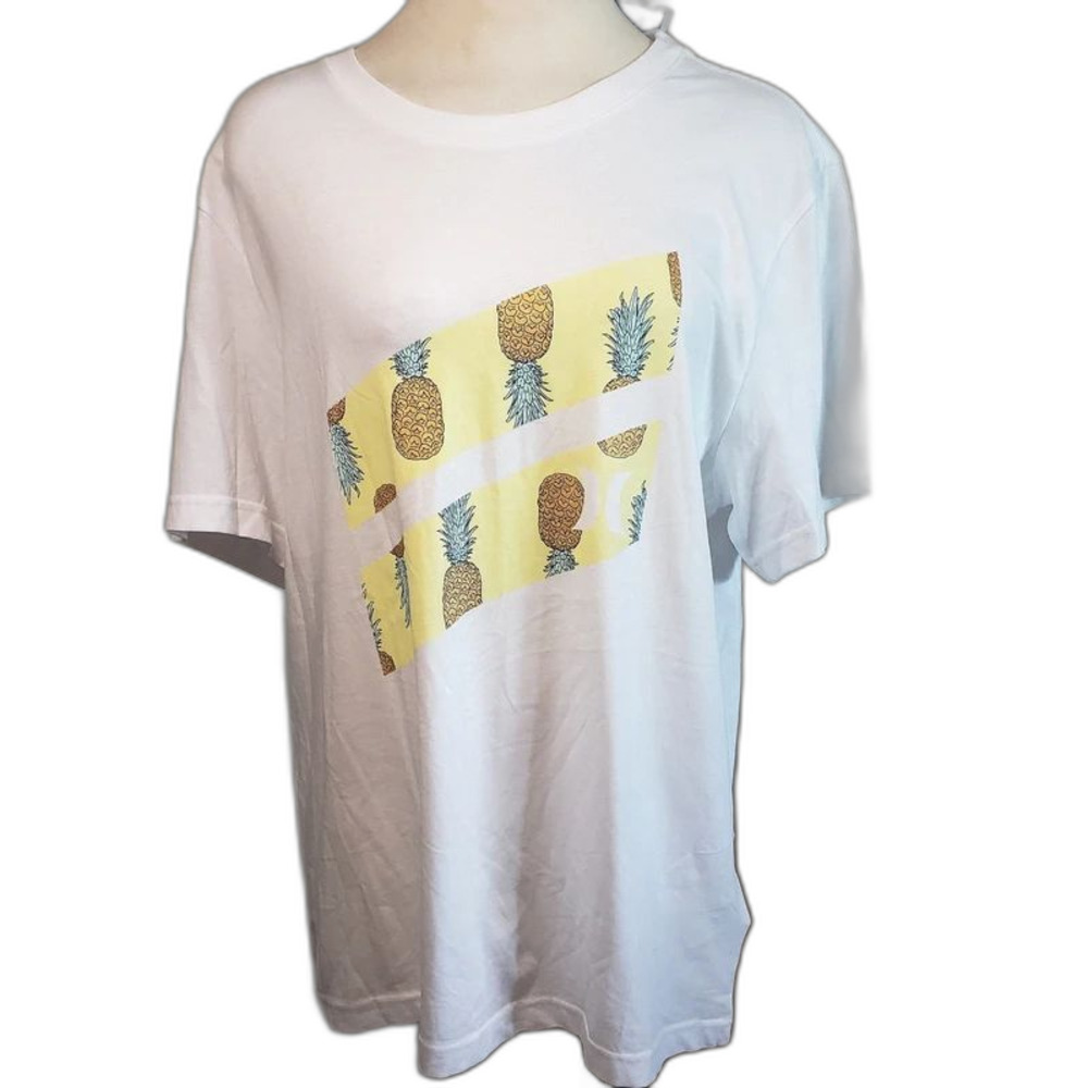Hurley Graphic Tee Bodega Pineapple White Women's L Jersey Pullover New